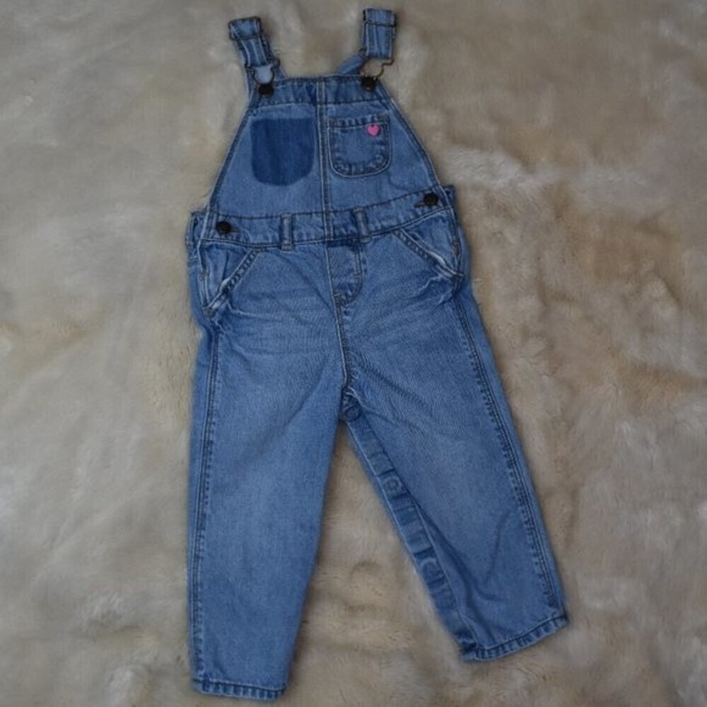 Oshkosh Overalls Girls Size 24 Months Blue Denim Pants Button Leg